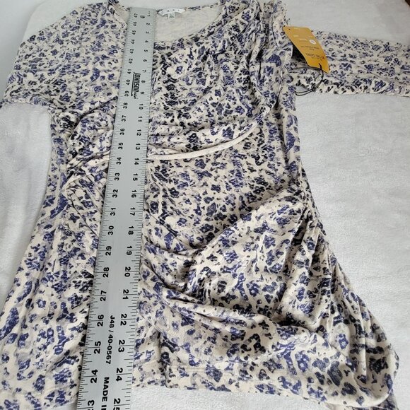 Cabi The Shore Womens Double Drape Tee Large Animal Print 3/4 Sleeve Stretch New - Picture 10 of 10
